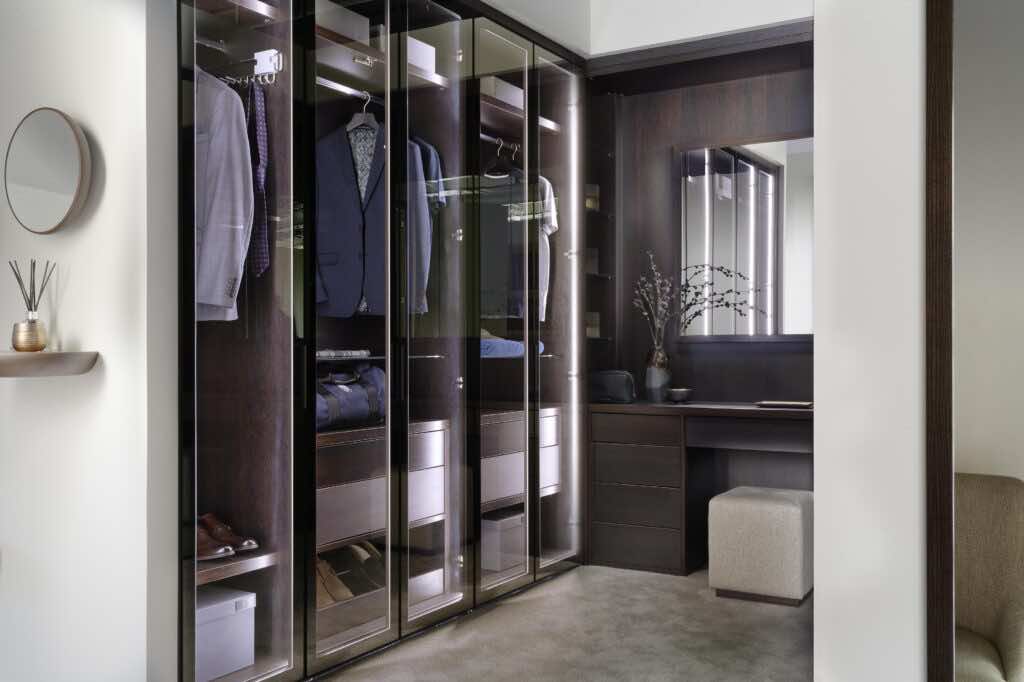 Reflex Glass unique dressing room design lights on