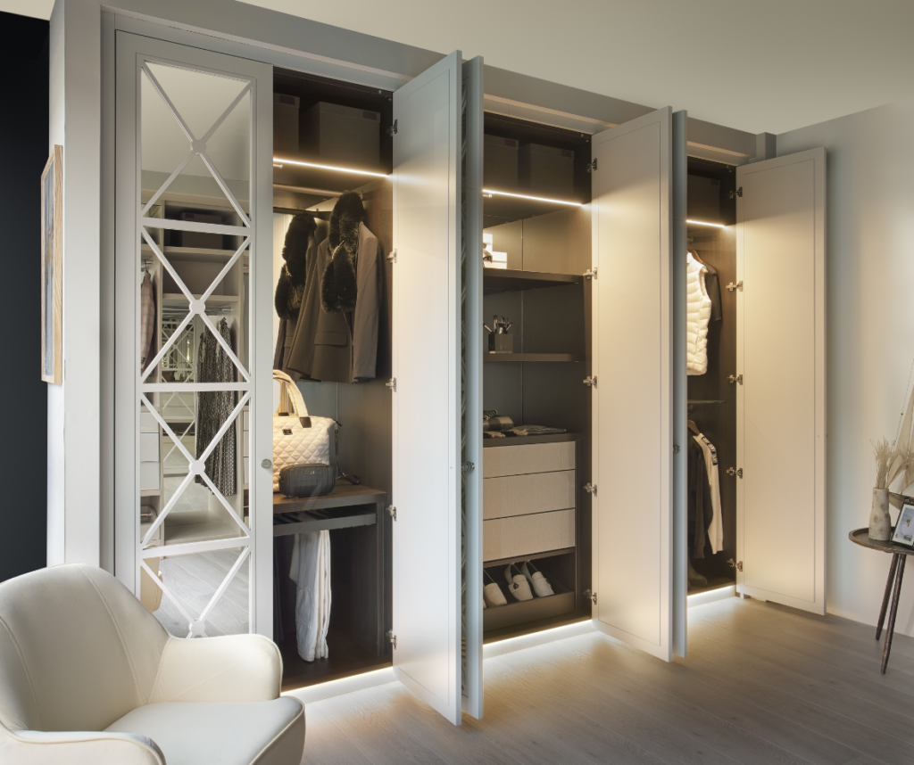 Doors open luxury wardrobe design